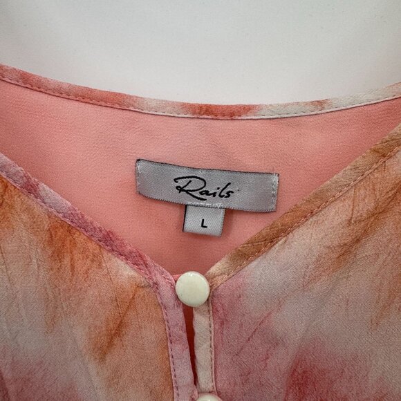 Rails Delilah Tiered Dress Womens L Pink Tie Dye Rayon Blend Adjustable Lined - Picture 4 of 10